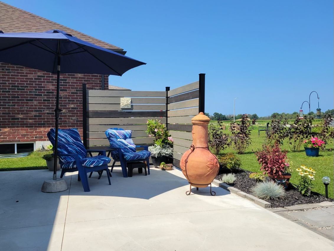 Concrete Patio with Chiminea