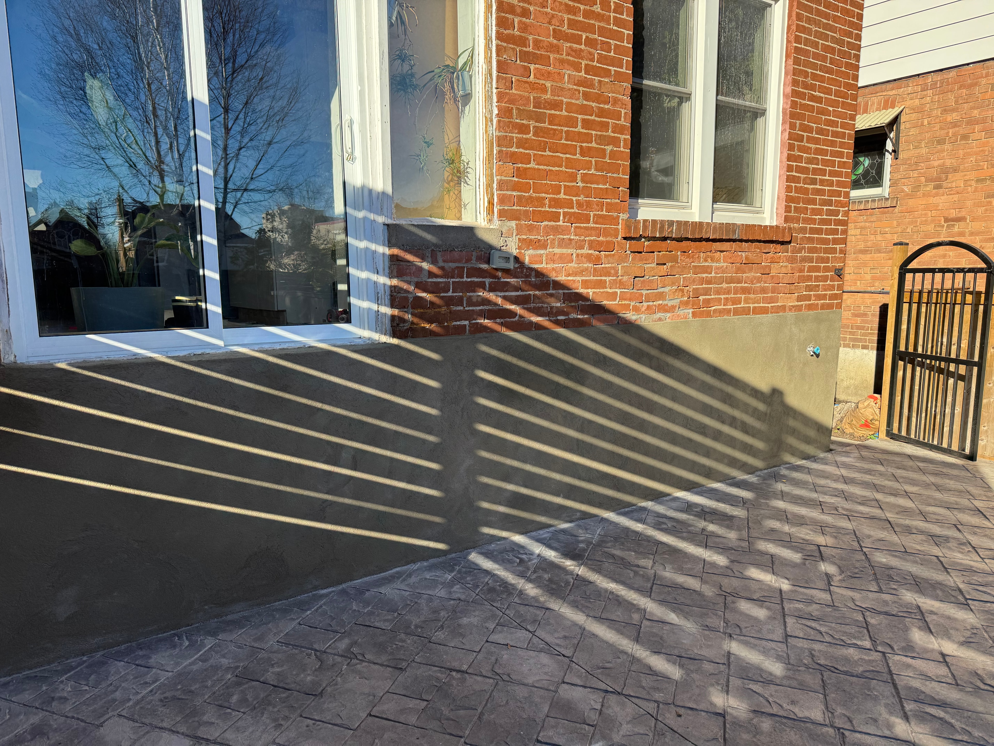 Stamped Concrete Patio & Parging